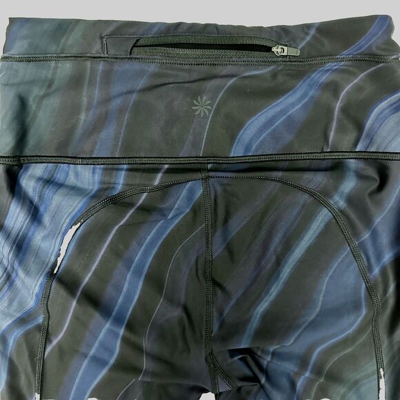 Athleta Crop Leggings XS Accelerate Geode Blue Black Purple Marble Stretch 15" - Picture 3 of 10
